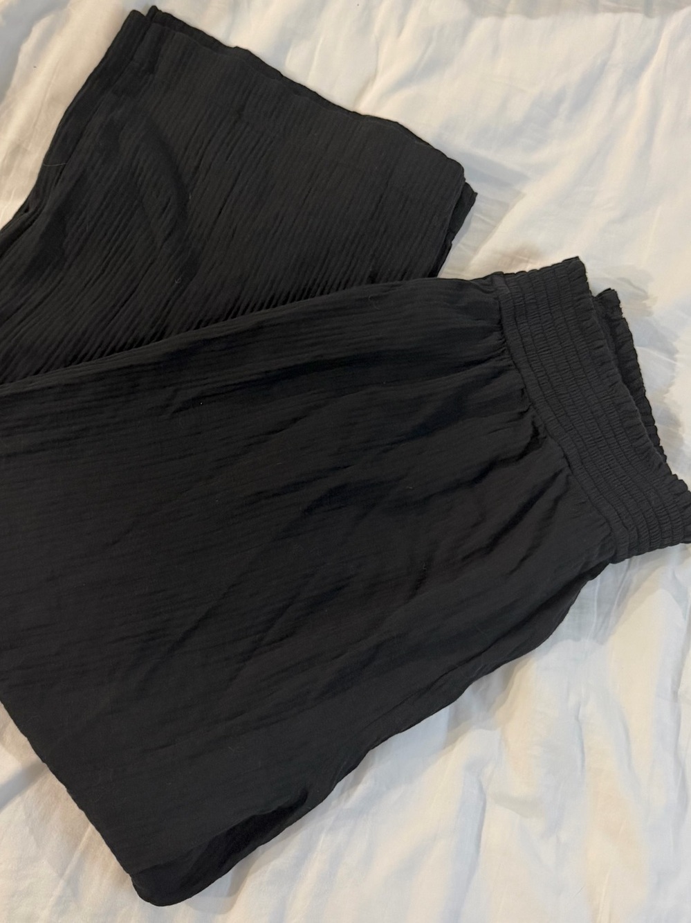 J. Crew Black Smocked-Waist Wide Leg Pants
